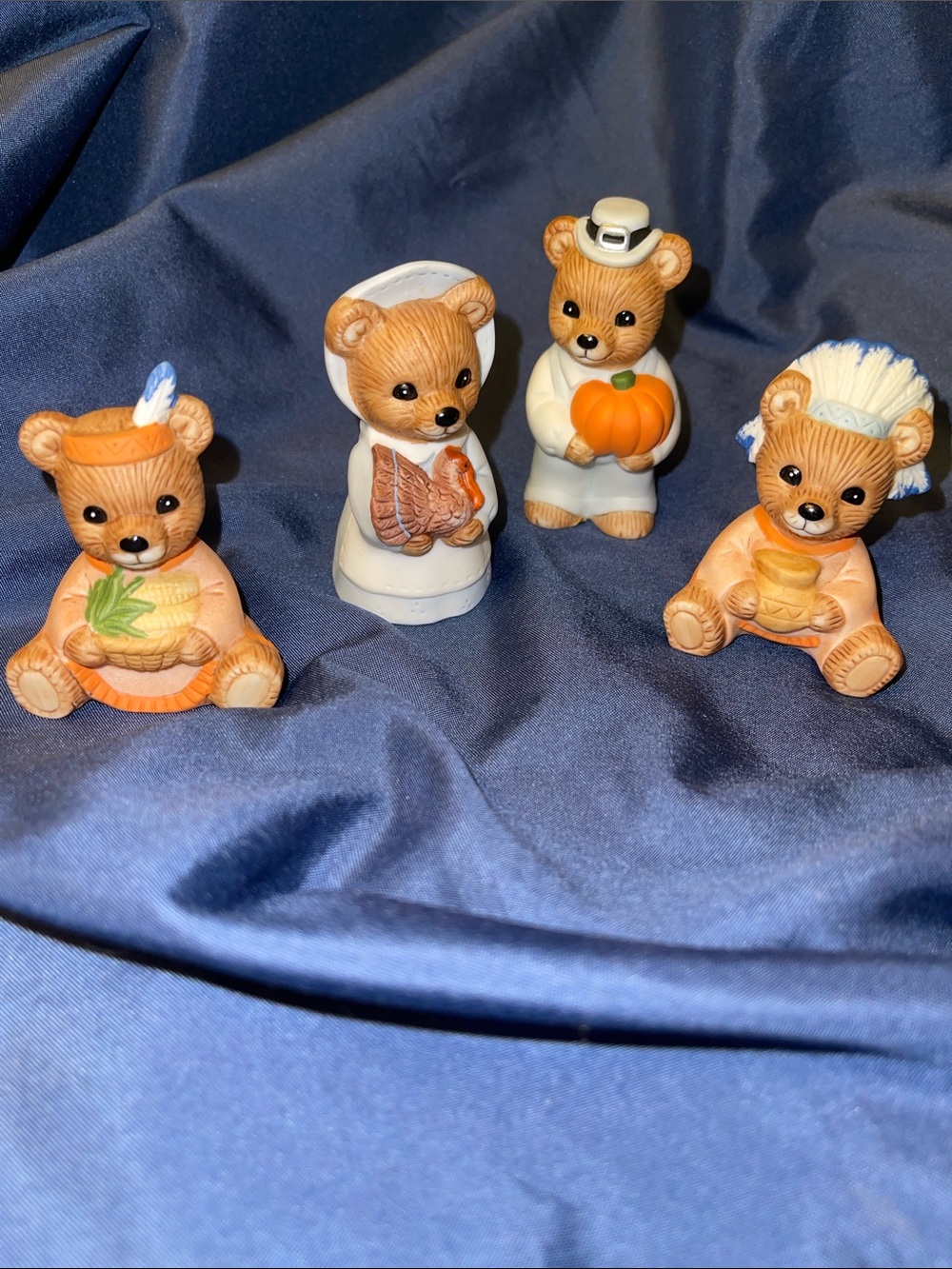 Homco Vintage Thanksgiving Bears Figurine Set 5312